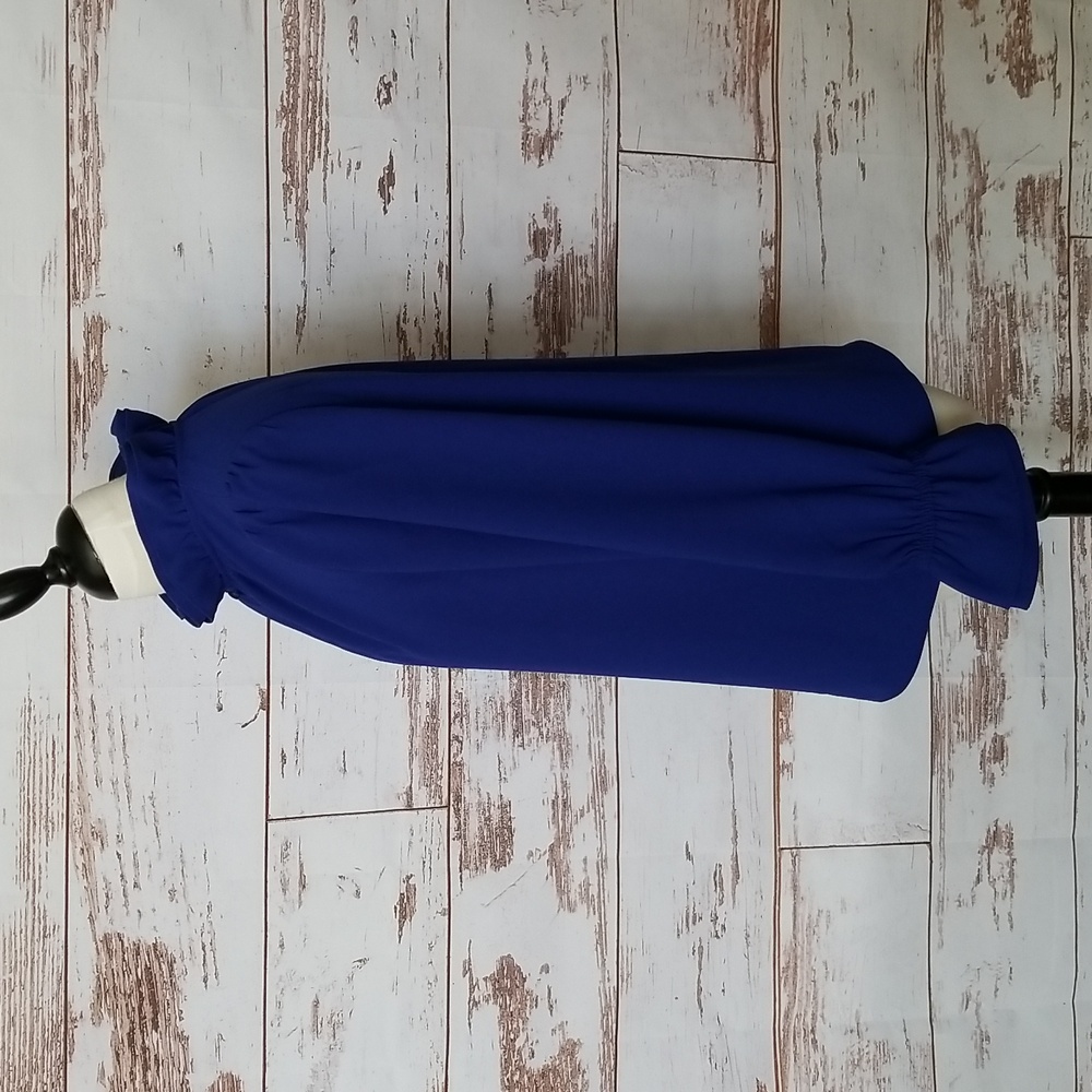 J. Crew Blue Ruffle-neck Top - Picture 3 of 11